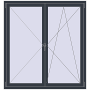 REHAU OPTIMUM EURO-DESIGN 70 1400x1500 mm ANTHRACITE_GREY_STRUKTURAL two-sided
