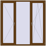 Okna skrzydłowe 1800x1800 mm KORSA BRILLANT DESIGN WALNUT dwustronny