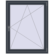 REHAU OPTIMUM EURO-DESIGN 70 1000x1250 mm ANTHRACITE_GREY_STRUKTURAL two-sided