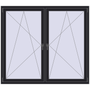 Okna skrzydłowe 1840x1565 mm REHAU ENERGY-SAVING SYNEGO MD BLACK_ULTI-MATT dwustronny