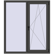 Tilt-and-Turn 1300x1500 mm REHAU ENERGY-SAVING SYNEGO MD BASALT_GREY two-sided