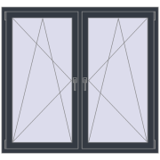 REHAU ENERGY-SAVING SYNEGO MD 1545x1355 mm ANTHRACITE_GREY_STRUKTURAL dwustronny