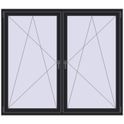 Okna skrzydłowe 1840x1535 mm REHAU ENERGY-SAVING SYNEGO MD BLACK_ULTI-MATT dwustronny