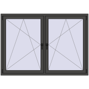 Tilt-and-Turn 1770x1235 mm REHAU ENERGY-SAVING SYNEGO MD BASALT_GREY two-sided