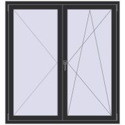 REHAU OPTIMUM EURO-DESIGN 70 1400x1500 mm ANTHRACITE_GREY_GLATT two-sided