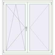 Tilt-and-Turn 1400x1500 mm REHAU ENERGY-SAVING SYNEGO MD RAL 9016 Traffic white two-sided