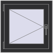 Tilt-and-Turn 600x600 mm REHAU OPTIMUM EURO-DESIGN 70 ANTHRACITE_GREY_GLATT two-sided