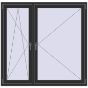 REHAU OPTIMUM EURO-DESIGN 70 1470x1430 mm ANTHRACITE_GREY_GLATT two-sided