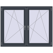 REHAU ENERGY-SAVING SYNEGO MD 1545x1145 mm ANTHRACITE_GREY_STRUKTURAL dwustronny