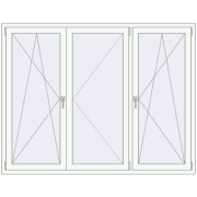 Tilt-and-Turn 1920x1500 mm ALU STANDARD 72 RAL 9016 Traffic white two-sided