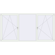 Tilt-and-Turn 3080x1600 mm REHAU ENERGY-SAVING SYNEGO MD RAL 9016 Traffic white two-sided