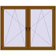 Tilt-and-Turn 1755x1400 mm REHAU ENERGY-SAVING SYNEGO MD GOLDEN OAK two-sided
