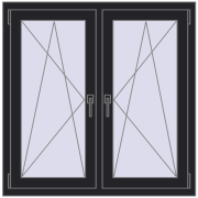 Okna skrzydłowe 1080x1070 mm REHAU ENERGY-SAVING SYNEGO MD BLACK_ULTI-MATT dwustronny