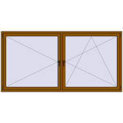 Tilt-and-Turn 2500x1250 mm REHAU OPTIMUM EURO-DESIGN 70 GOLDEN OAK two-sided