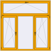 Tilt-and-Turn 1800x1800 mm ALU STANDARD 72 RAL 1003 Signal yellow two-sided