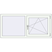 Tilt-and-Turn 1400x650 mm REHAU ENERGY-SAVING SYNEGO MD RAL 9016 Traffic white two-sided
