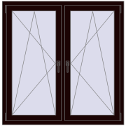 Okna skrzydłowe 1320x1280 mm REHAU ENERGY-SAVING SYNEGO MD CHOCOLATE_BROWN dwustronny