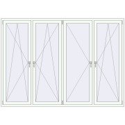 Tilt-and-Turn 2500x1800 mm ALU STANDARD 72 RAL 9016 Traffic white two-sided