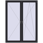 Okna skrzydłowe 1600x2100 mm KORSA BRILLANT DESIGN BLACK_ULTI-MATT dwustronny