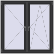 REHAU OPTIMUM EURO-DESIGN 70 1350x1350 mm ANTHRACITE_GREY_GLATT two-sided