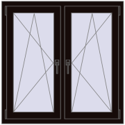 Okna skrzydłowe 1095x1055 mm REHAU ENERGY-SAVING SYNEGO MD BLACK_BROWN dwustronny