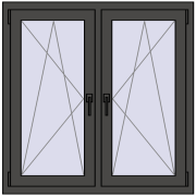 Okna skrzydłowe 1080x1070 mm REHAU ENERGY-SAVING SYNEGO MD BASALT_GREY dwustronny