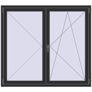 REHAU OPTIMUM EURO-DESIGN 70 1500x1350 mm ANTHRACITE_GREY_GLATT two-sided