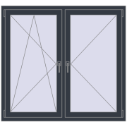 Okna skrzydłowe 1370x1270 mm REHAU OPTIMUM EURO-DESIGN 70 ANTHRACITE_GREY_STRUKTURAL dwustronny