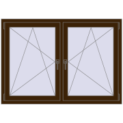 Tilt-and-Turn 1485x1040 mm REHAU ENERGY-SAVING SYNEGO MD DARK_OAK two-sided