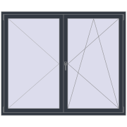 REHAU OPTIMUM EURO-DESIGN 70 1800x1500 mm ANTHRACITE_GREY_STRUKTURAL two-sided