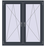 Okna skrzydłowe 1230x1250 mm REHAU ENERGY-SAVING SYNEGO MD ANTHRACITE_GREY_STRUKTURAL dwustronny