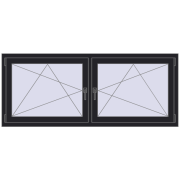 Okna skrzydłowe 1830x740 mm REHAU ENERGY-SAVING SYNEGO MD BLACK_ULTI-MATT dwustronny